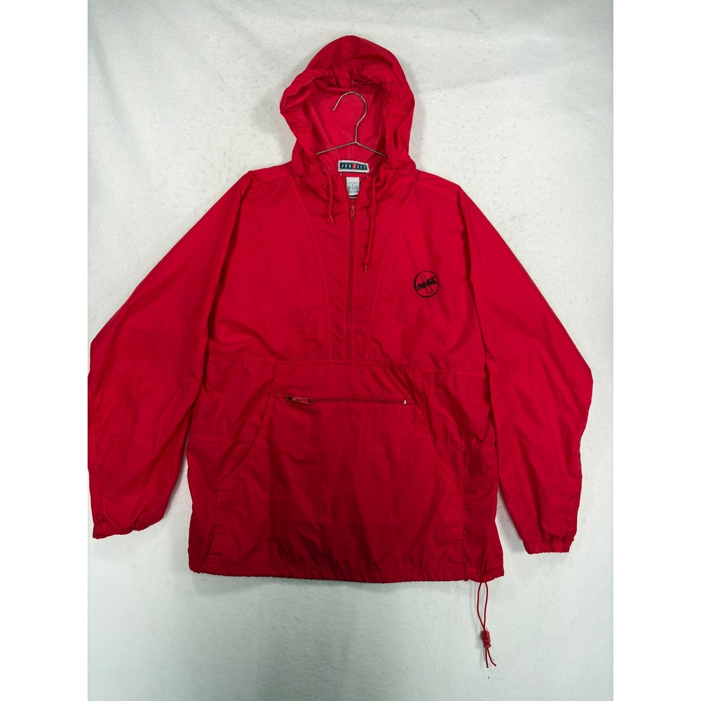 Vintage Jerzees Coca-Cola Windbreaker Mens Large Red Half Zip Anorak Jacket